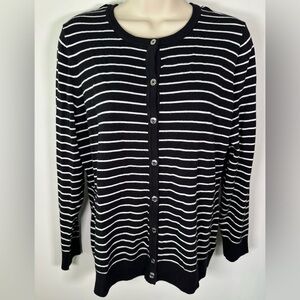 Jones NY black and white cardigan with silver buttons women’s size L